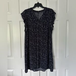 Halogen Navy Lightweight Ruffle Sleeve V-Neck Short Dress in Large VGUC